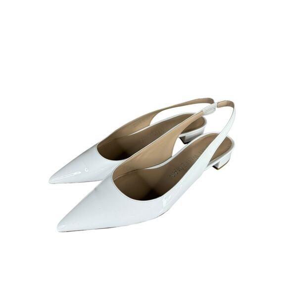 Stuart Weitzman White Patent Leather Slingback Pumps Size 8B Low Heel Dressy - Picture 2 of 9
